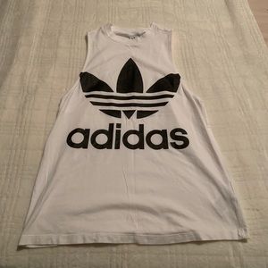 Adidas Long Muscle Tank White with Black Logo size small